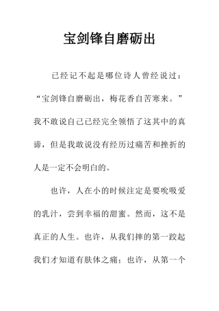 宝剑锋自磨砺出