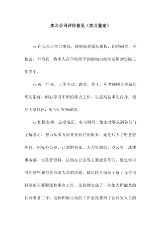 实习公司评价意见