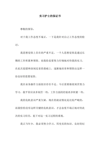 实习护士的保证书