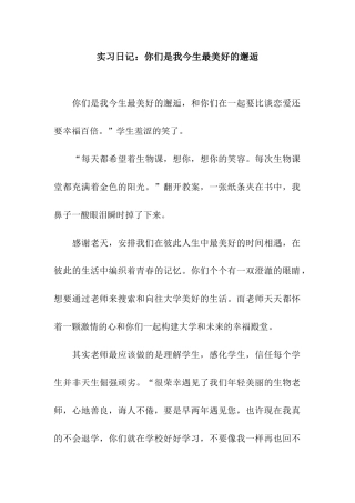 实习日记你们是我今生最美好的邂逅