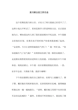 实习班主任工作日志