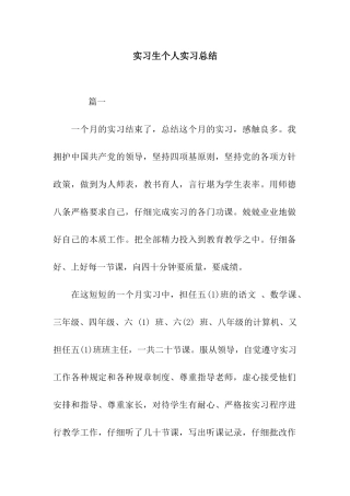 实习生个人实习总结