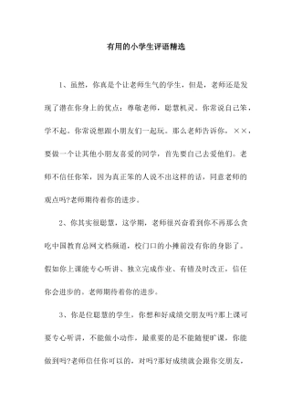 实用的小学生评语精选