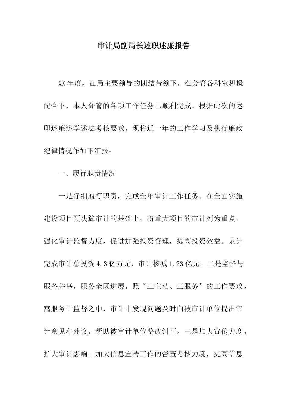 审计局副局长述职述廉报告_第1页