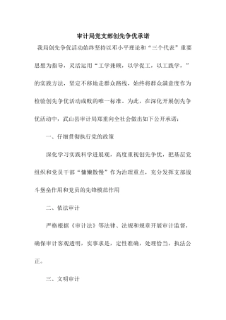 审计局党支部创先争优承诺