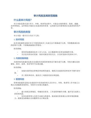 审计风险及其防范措施