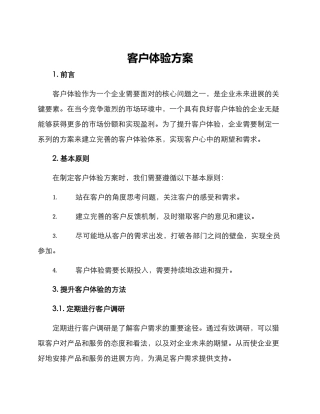 客户体验方案