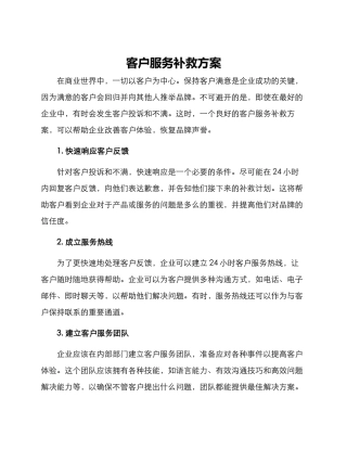 客户服务补救方案
