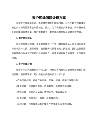 客户现场问题处理方案