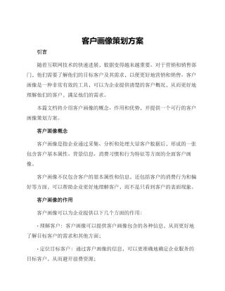 客户画像策划方案