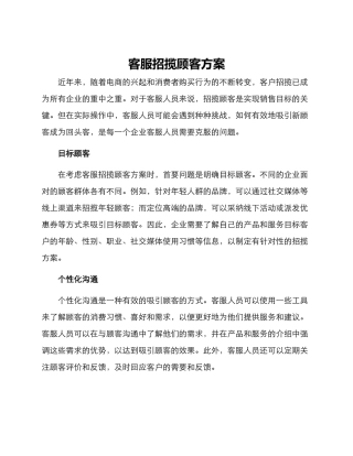 客服招揽顾客方案