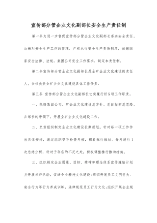 宣传部分管企业文化副部长安全生产责任制