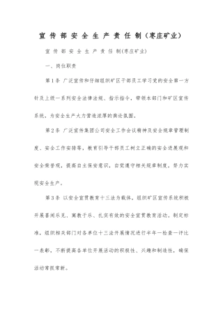 宣传部安全生产责任制