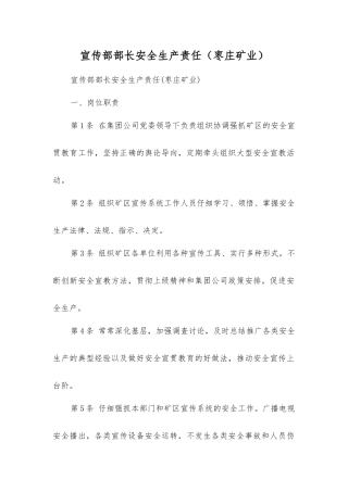 宣传部部长安全生产责任