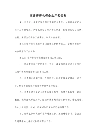 宣传部部长安全生产责任制