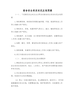 宿舍安全突发事件应急预案