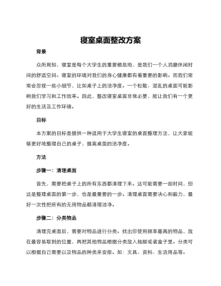 寝室桌面整改方案