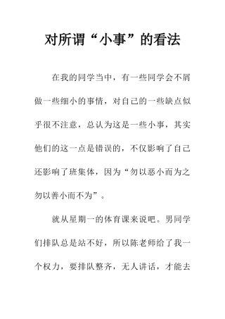对所谓“小事”的看法