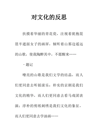 对文化的反思