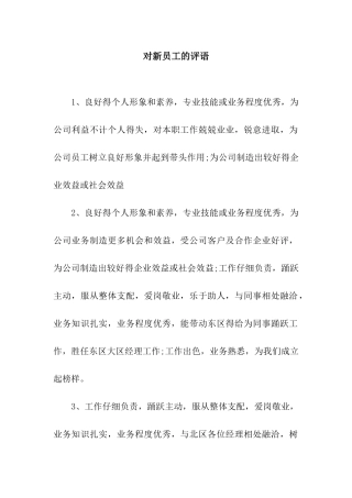 对新员工的评语