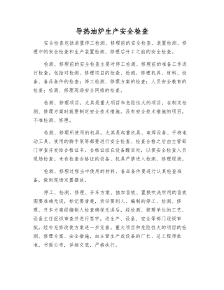 导热油炉生产安全检查