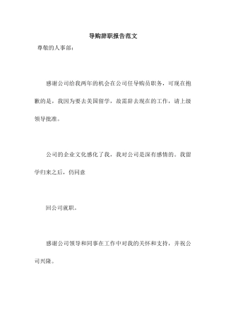 导购辞职报告范文
