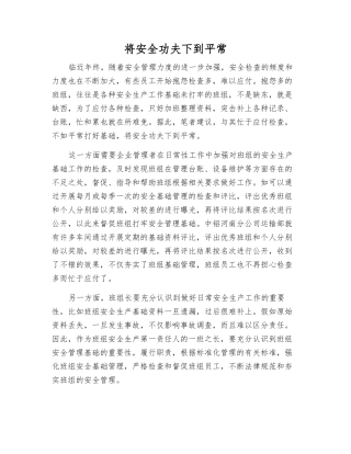 将安全功夫下到平常