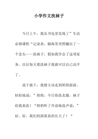 小学作文洗袜子