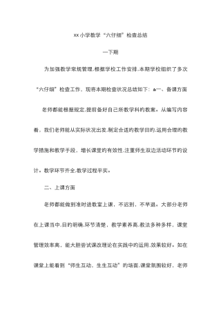 小学六认真检查总结