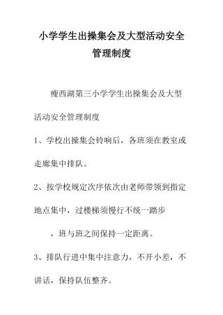 小学学生出操集会及大型活动安全管理制度
