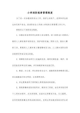 小学消防工作制度