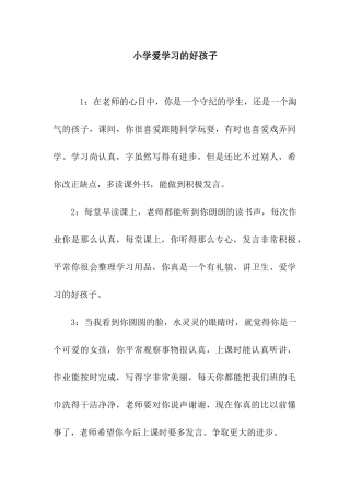 小学爱学习的好孩子