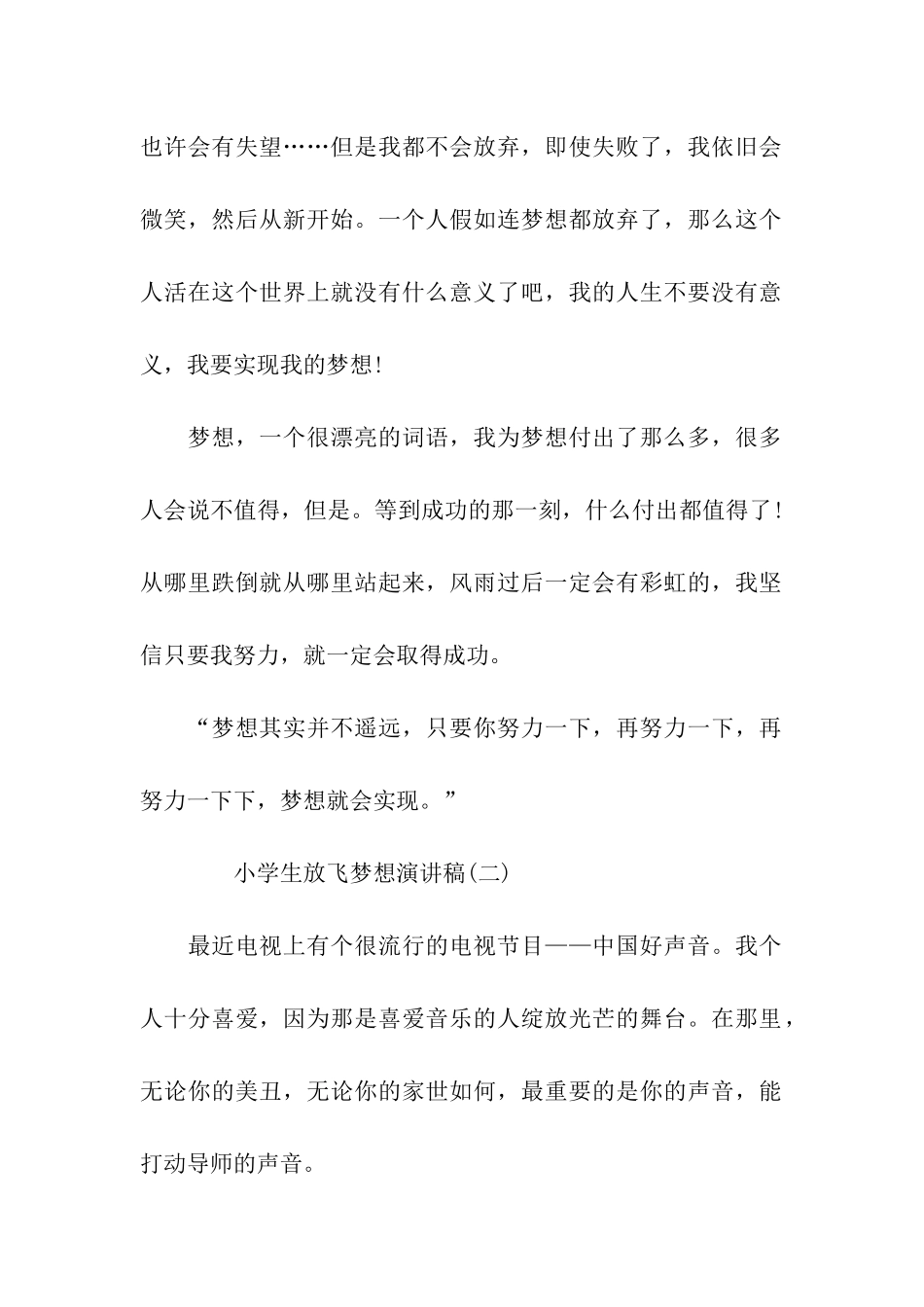 小学生放飞梦想演讲稿大全_第2页