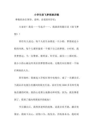 小学生放飞梦想演讲稿