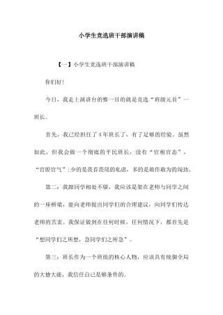 小学生竞选班干部演讲稿-3