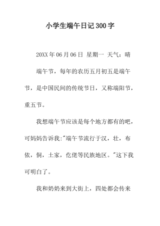 小学生端午日记300字