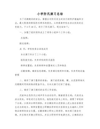 小学防汛演练总结