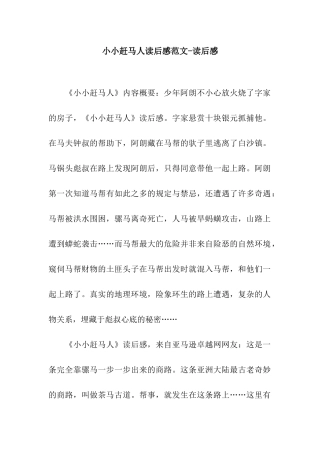 小小赶马人读后感范文-读后感
