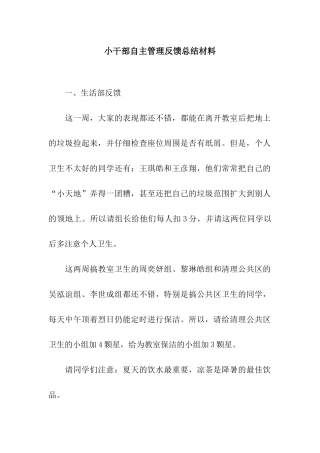 小干部自主管理反馈总结材料