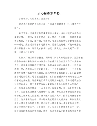 小心驶得万年船