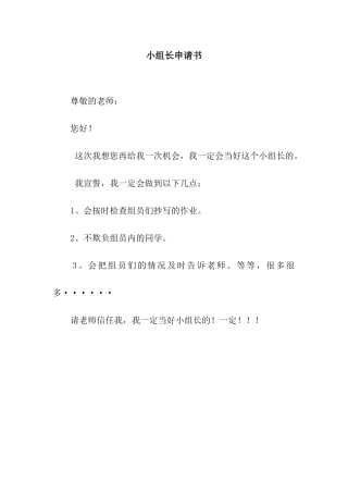 小组长申请书