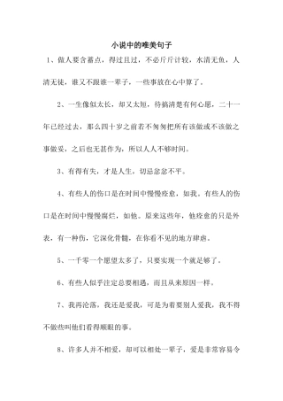 小说中的唯美句子