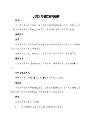 小贷公司借款合同最新
