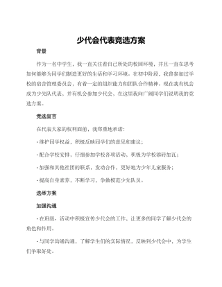 少代会代表竞选方案