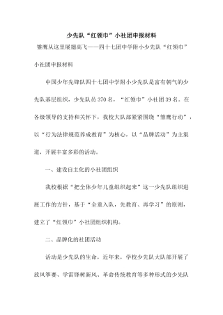 少先队“红领巾”小社团申报材料