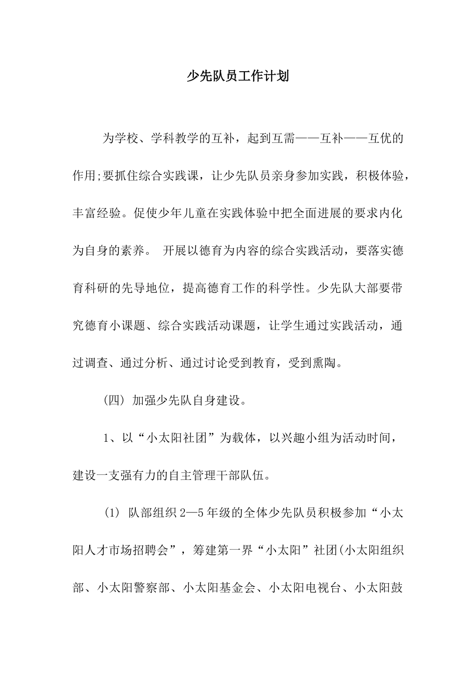 少先队员工作计划_第1页