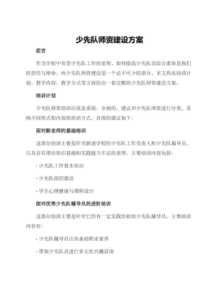 少先队师资建设方案