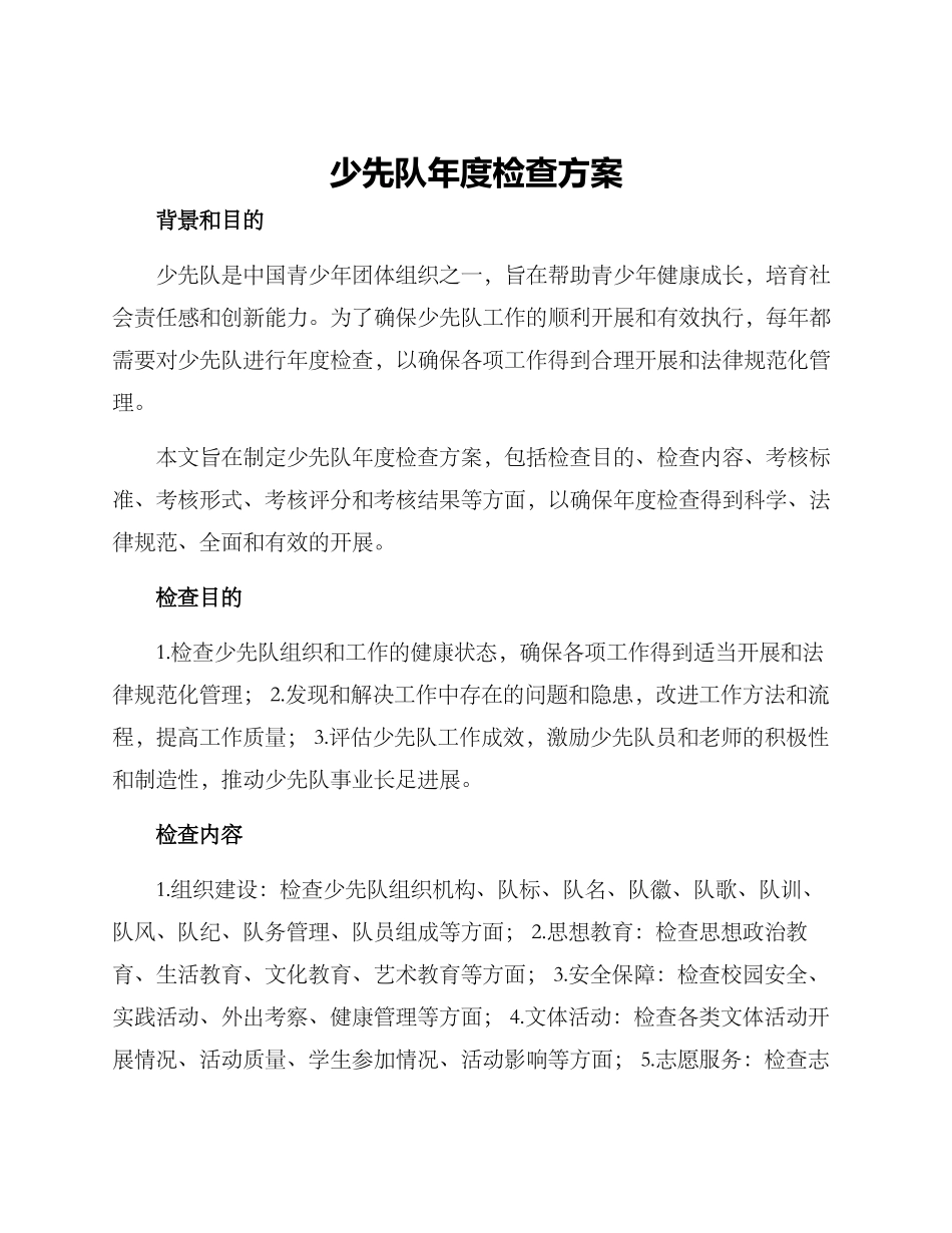 少先队年度检查方案_第1页