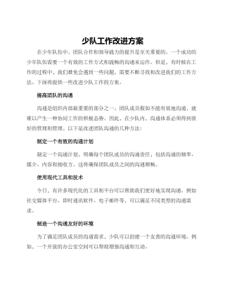 少队工作改进方案