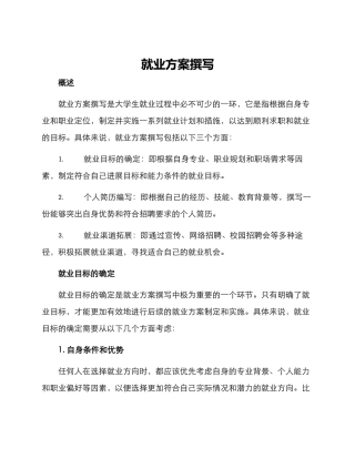就业方案撰写